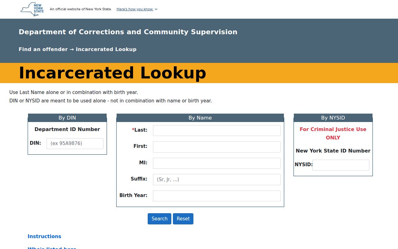 Bronx County criminal record state prison DOCCS lookup