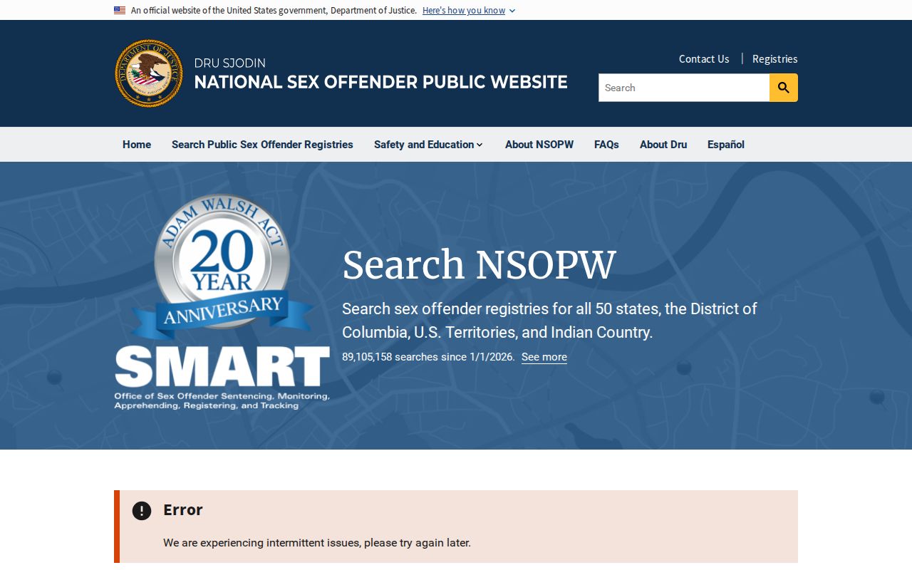 National sex offender lookup used with Bronx County registry searches