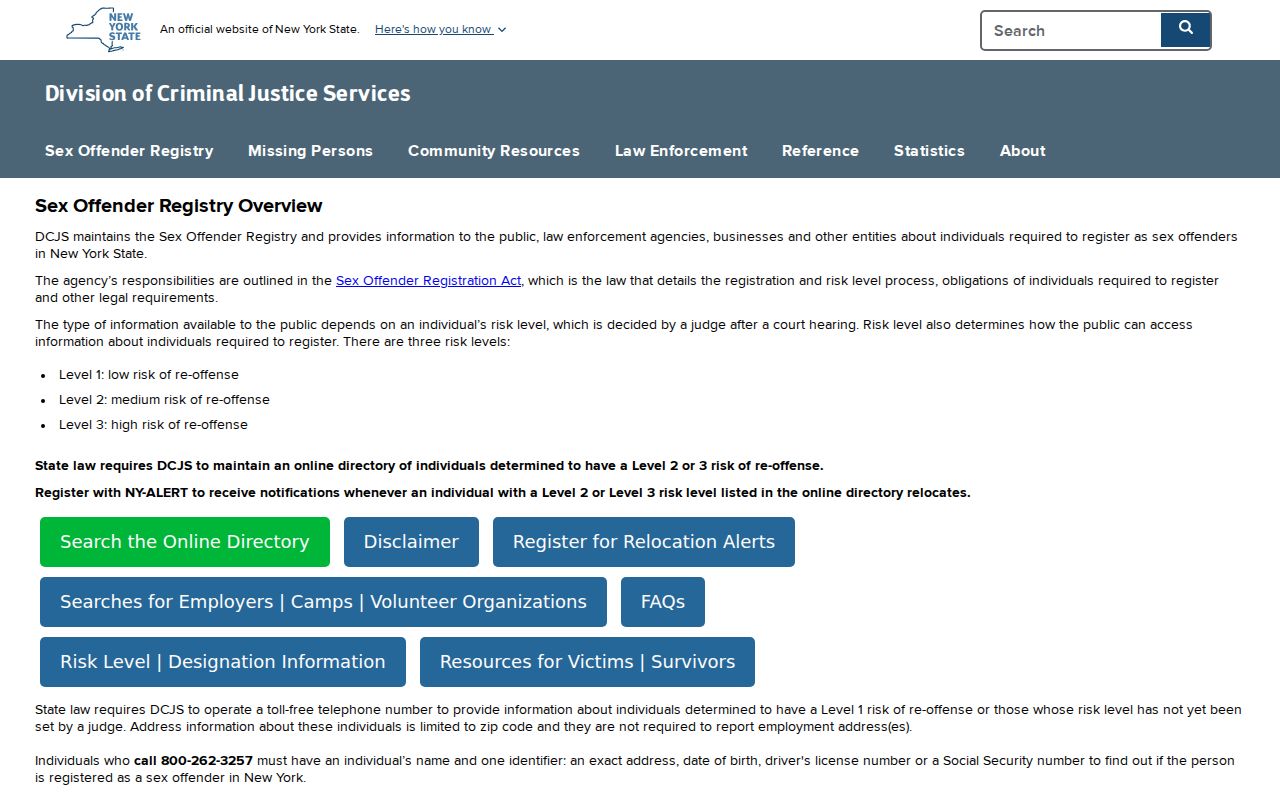 Bronx County sex offender registry overview and notification information
